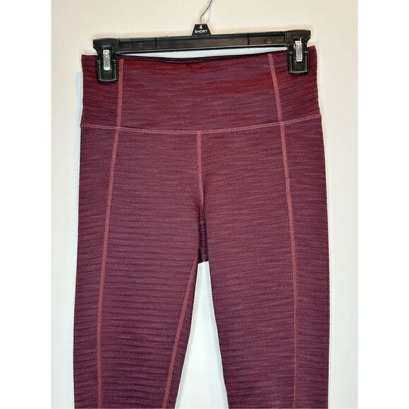 Athleta High Rise Mantra Burgundy Mesh Bottom Leggings Size XS - Picture 3 of 9